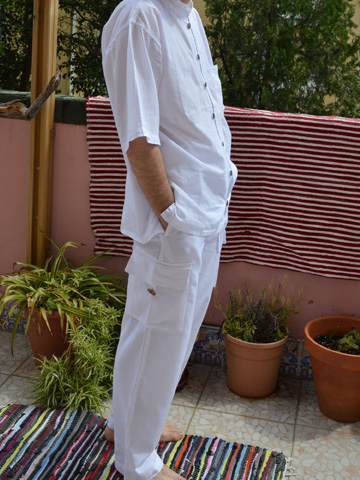 Pantalón blanco algodón | El Caracol de Maltravieso | Ropa hippie hombre
