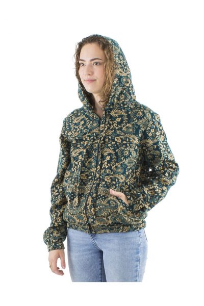 Chaqueta cremallera tapiz turquesa