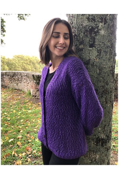 Chaqueta Punto Violeta Casual con botones