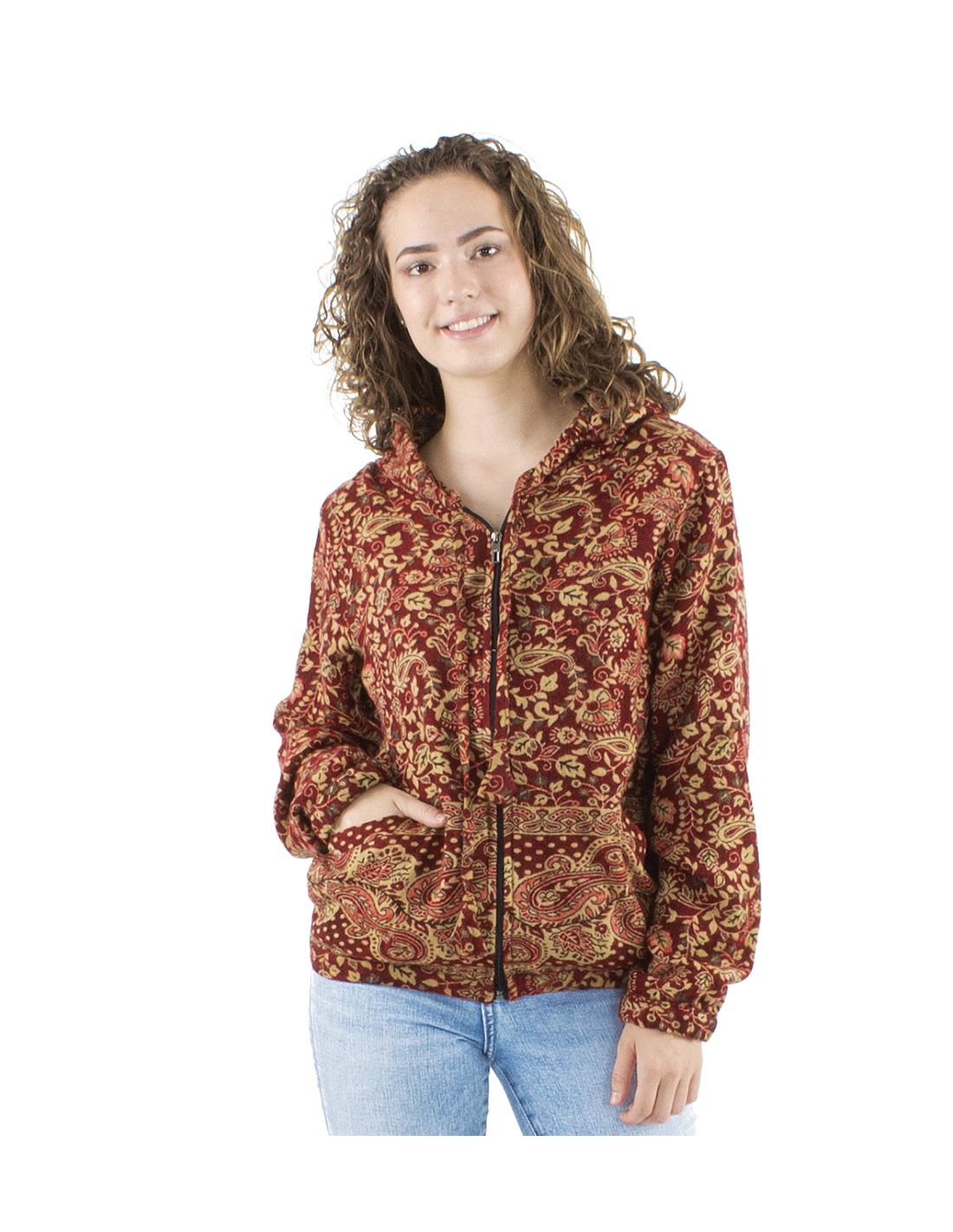 Chaqueta cremallera tapiz roja