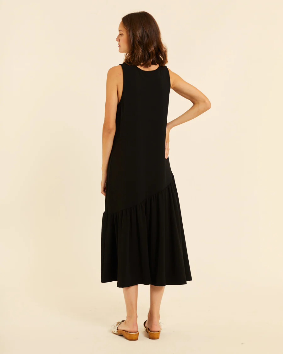 Vestido negro largo volante Pepaloves - Imagen 2