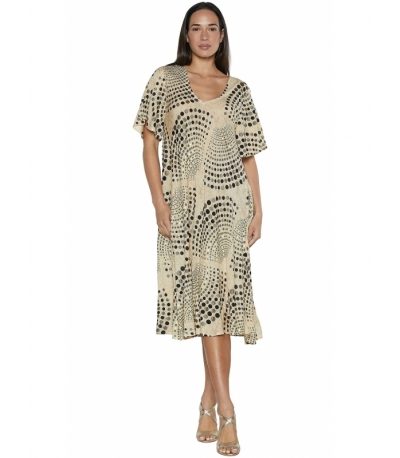 Vestido lunar beige Babadesign manga corta