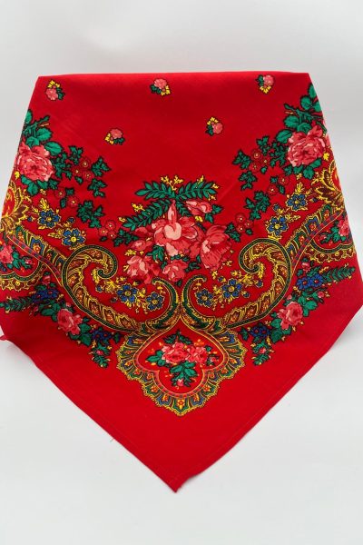 Pañuelo regional floral portugués rojo