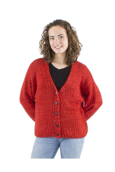 Chaqueta punto Coline abotonada Roja