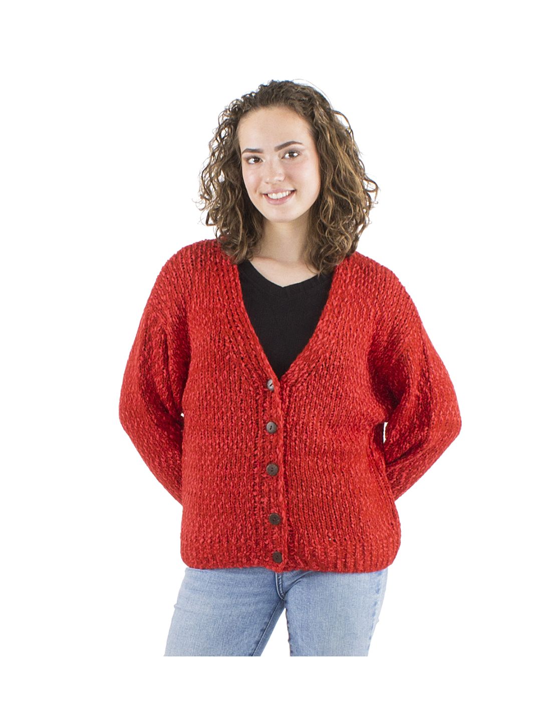 Chaqueta punto Coline abotonada Roja