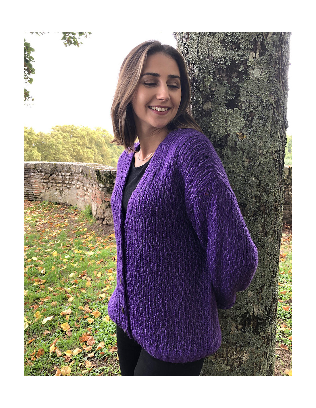 Chaqueta punto Coline abotonada Violeta